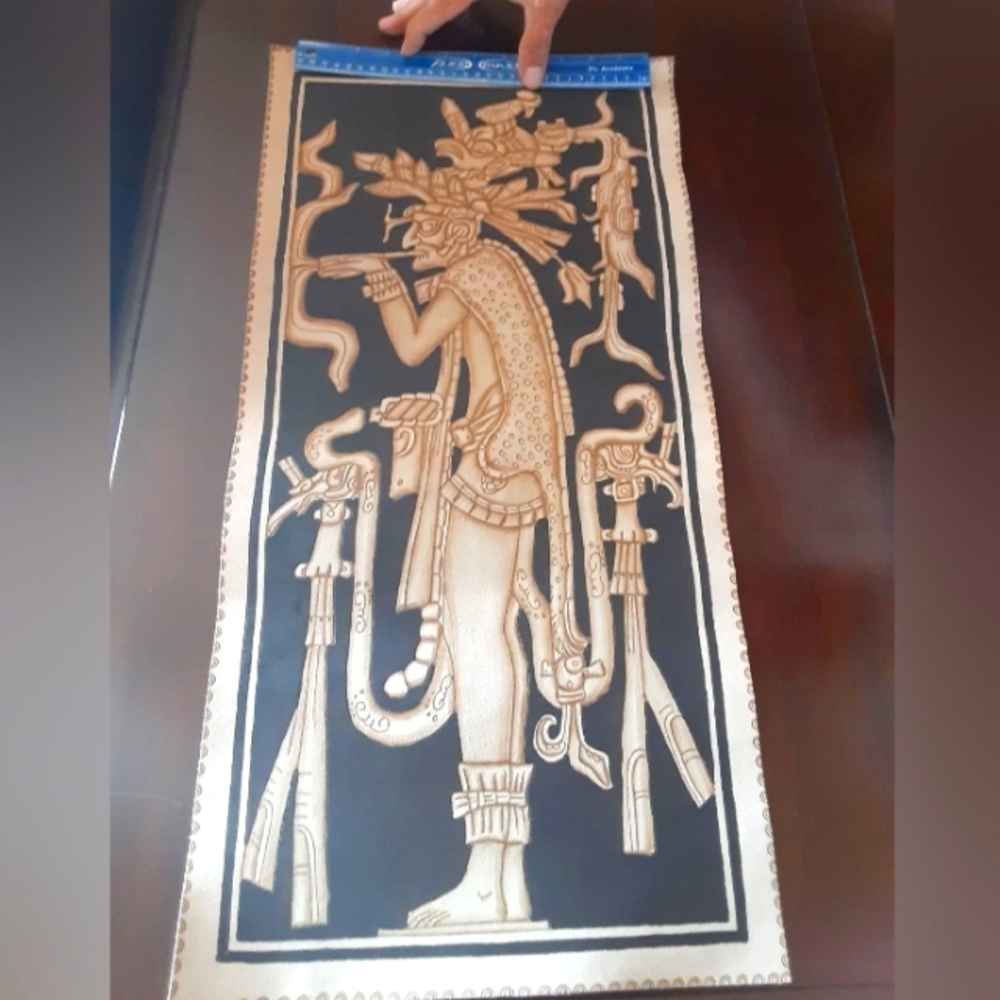 El Fumador Mayan Art on Leather